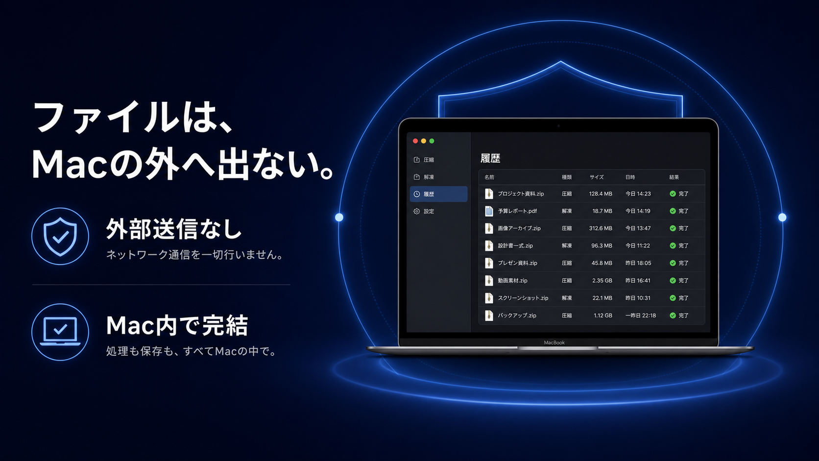 ファイルはMacの外へ出ない。アップロード不要、通信なし、Mac内で完結するローカル処理を紹介。
